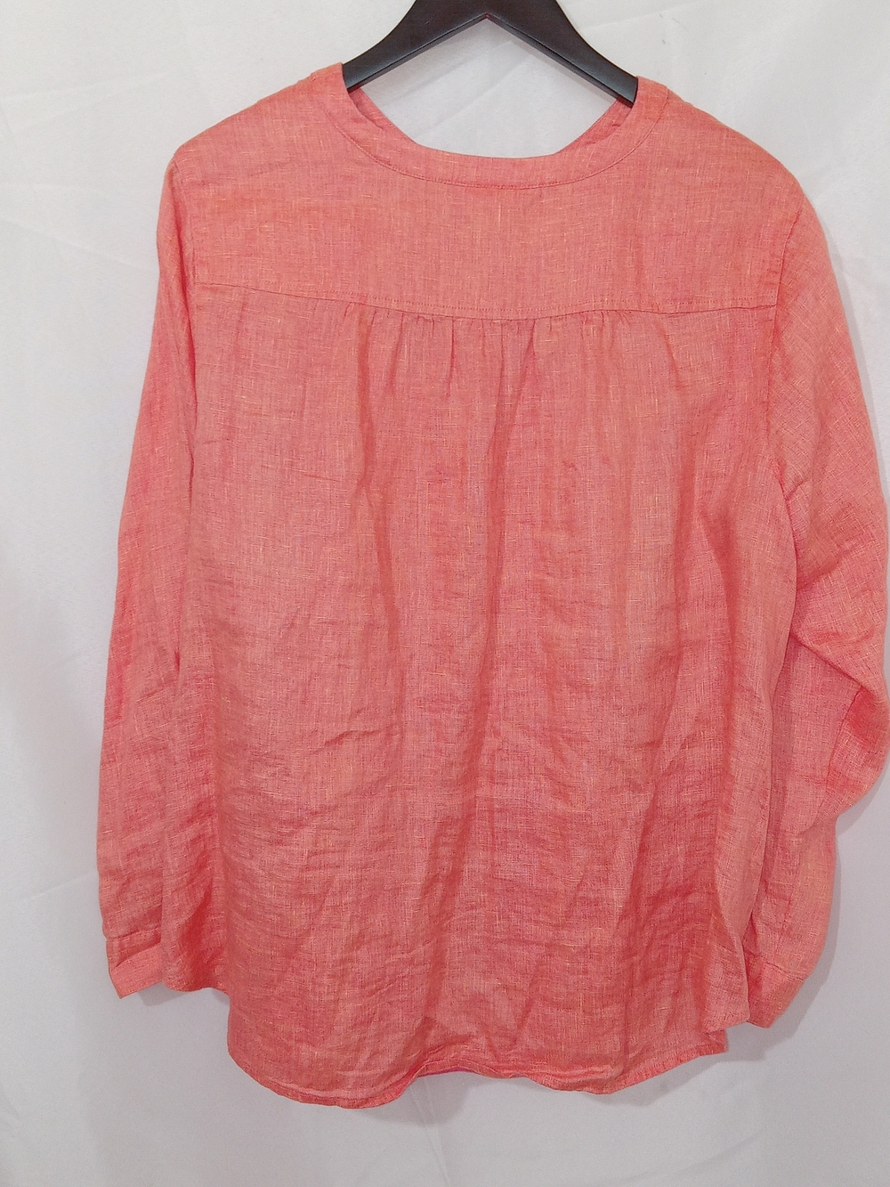 J Jill Love Linen Top XL Coral Pink Orange Button Front Lagenlook Coastal Resort - Picture 5 of 10
